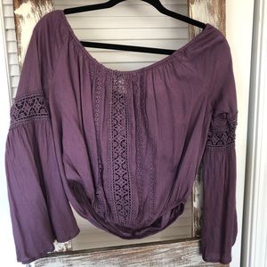 Purple long sleeve crop top